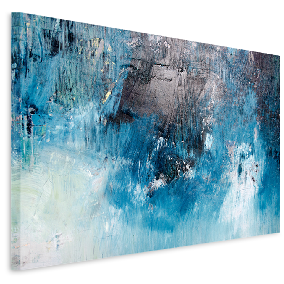Schilderij - Abstract Blauw , Premium print, wanddecoratie in 2 maten, eyecatcher, beste kwaliteit