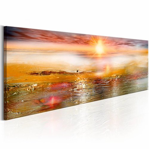 Schilderij - Oranje zee, print op echt Italiaans canvas, prachtige oranje gloed, in 3 maten, abstract schilderij, eyecatcher Schilderij - Oranje zee, print op echt Italiaans canvas, prachtige oranje gloed, in 3 maten, abstract schilderij, eyecatcher