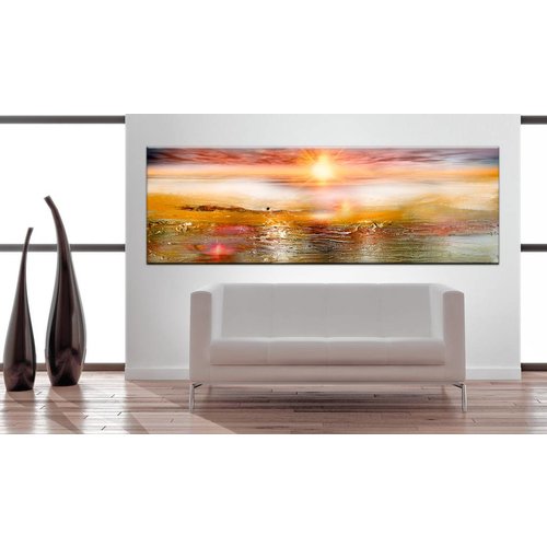 Schilderij - Oranje zee, print op echt Italiaans canvas, prachtige oranje gloed, in 3 maten, abstract schilderij, eyecatcher Schilderij - Oranje zee, print op echt Italiaans canvas, prachtige oranje gloed, in 3 maten, abstract schilderij, eyecatcher
