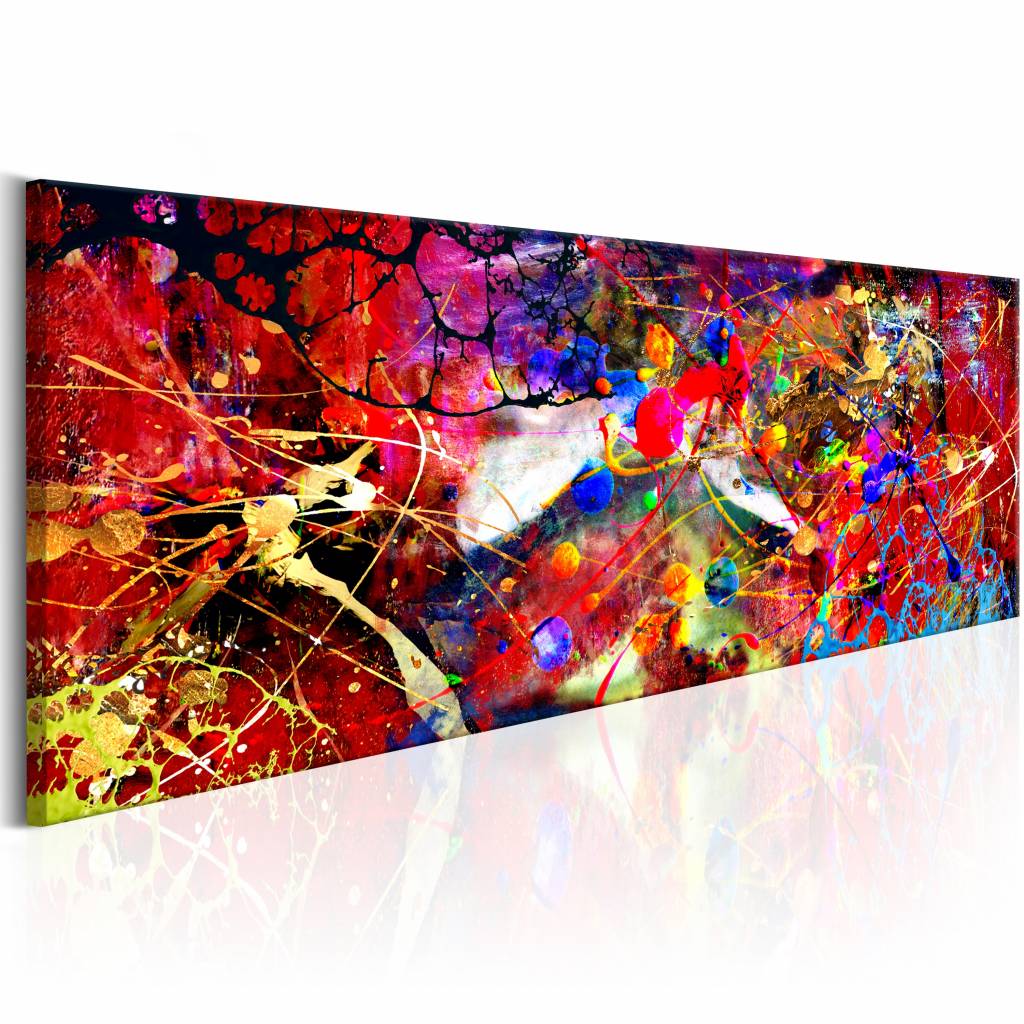 Schilderij - Rood Bos, premium print op echt Italiaans canvas, wanddecoratie, in 3 maten, mooi kleur