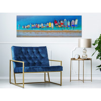 Schilderij - Kleurrijke Boten van boven, multikleur, print op echt Italiaans canvas, in 3 maten, voor woonkamer en slaapkamer Schilderij - Kleurrijke Boten van boven, multikleur, print op echt Italiaans canvas, in 3 maten, voor woonkamer en slaapkamer