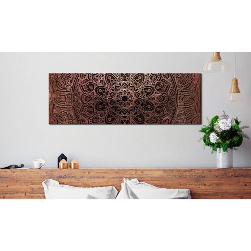 Schilderij - Mandala: Amber Stilte , print op echt Italiaans canvas, Inspiratie, wanddecoratie, in 3 maten
