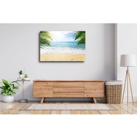 Karo-art Schilderij - Afgelegen strand, het paradijs met uitzicht op de Oceaan, premium print, wanddecoratie, stevig verpakt geleverd