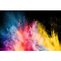 Karo-art Schilderij - Kleurrijke explosie, een feest van kleuren, premium print, wanddecoratie, zeer stevig verpakt geleverd