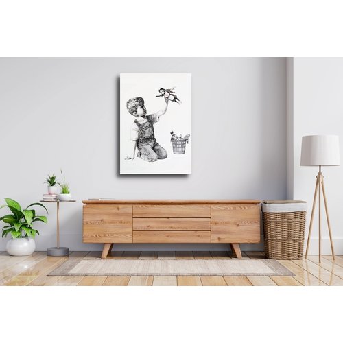 Schilderij - Banksy- Game Changer, gemaakt voor het verplegend personeel tijdens Covid, premium print, wanddecoratie Karo-art Schilderij - Banksy- Game Changer, gemaakt voor het verplegend personeel tijdens Covid, premium print, wanddecoratie