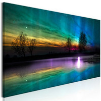Schilderij - Regenboog aurora , 150x50cm