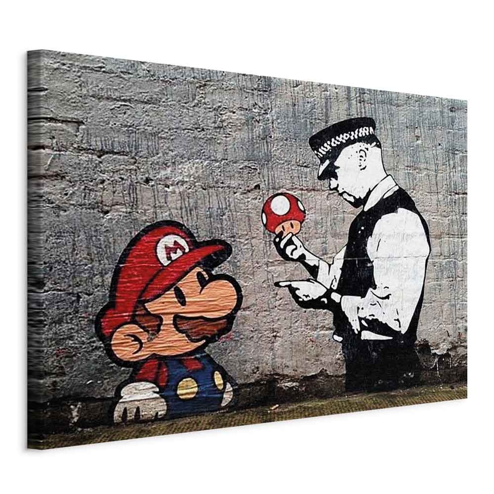 Schilderij - Mario and Cop by Banksy afbeelding