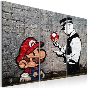 Schilderij - Super Mario Mushroom Cop by Banksy