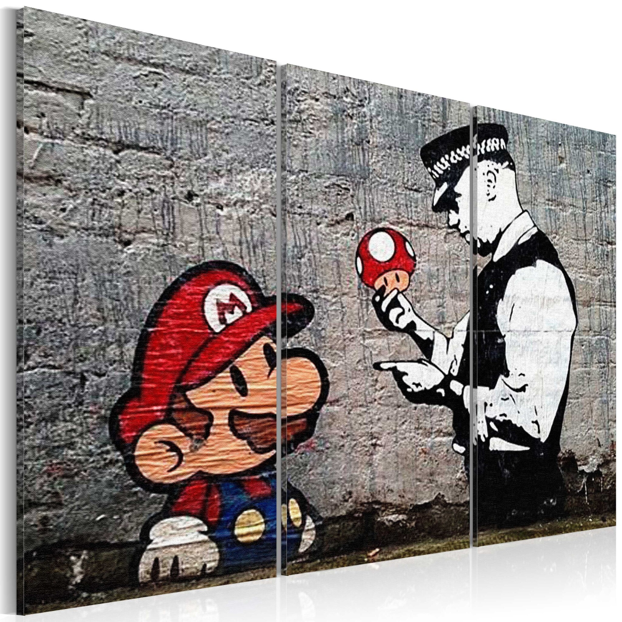 Schilderij - Super Mario Mushroom Cop by Banksy afbeelding