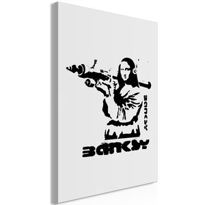 Schilderij - Contrast Duel (1-part) - Banksy on Mural with Mona Lisa