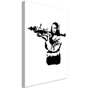 Schilderij - Banksy Mona Lisa with Rocket Launcher (1 Part) Vertical