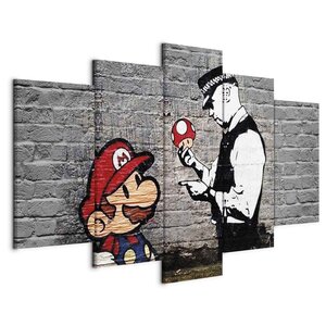 Schilderij - Super Mario Mushroom Cop (Banksy)