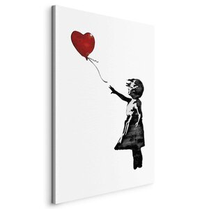 Schilderij - Banksy: Girl with Balloon (1 Part) Vertical