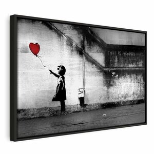 Schilderij - hope (Banksy) In een zwarte houten lijst