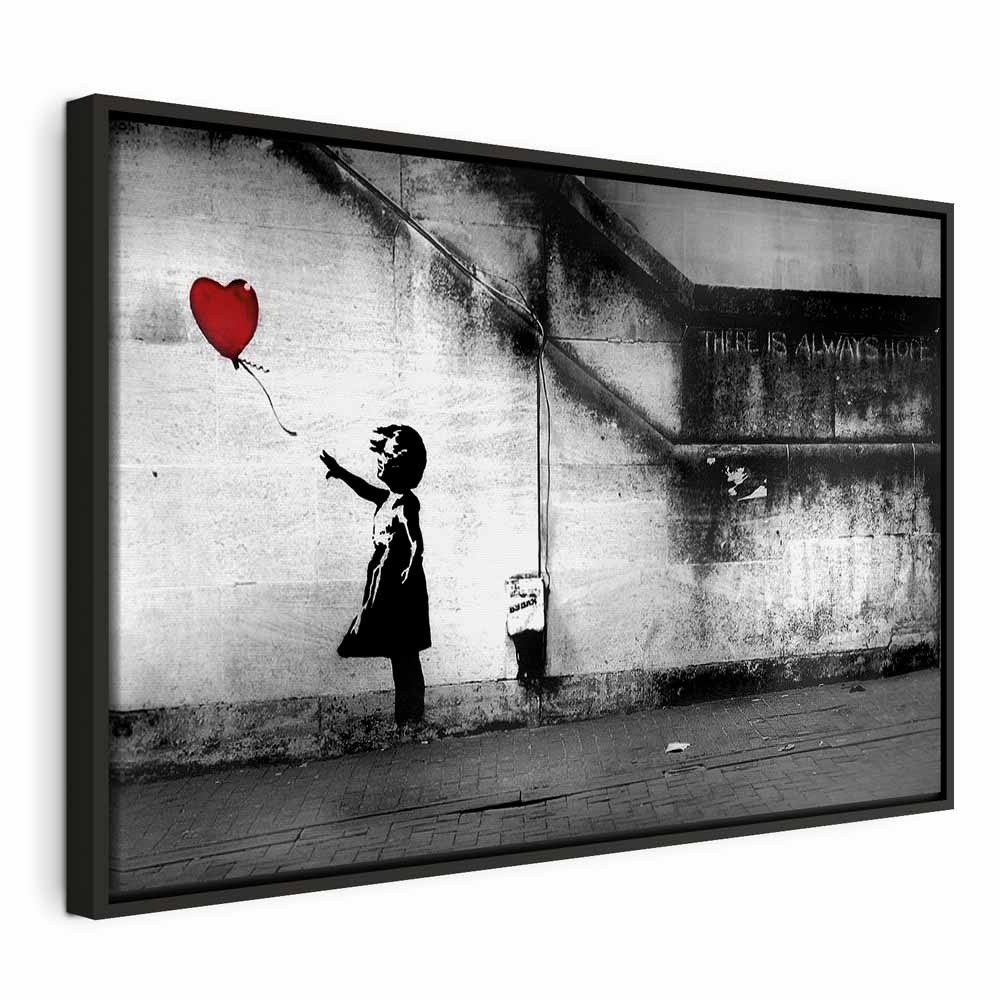 Schilderij - hope (Banksy) In een zwarte houten lijst afbeelding 1