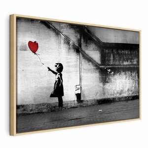Schilderij - hope (Banksy) In een naturel houten lijst