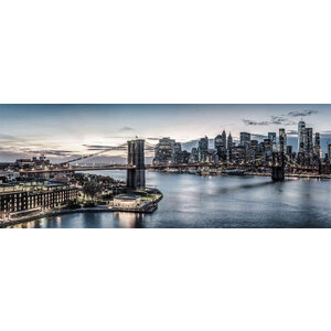 Foto Glas Art - Brooklyn Bridge in New York, 60x160cm, prachtig voor in de woon en of slaapkamer, inclusief ophang materiaal