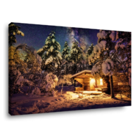 Schilderij Winterlandschap met sterren 80 x 60 cm Schilderij Winterlandschap met sterren 80 x 60 cm