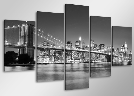 Schilderij-Brooklyn Bridge 100x50cm afbeelding 1