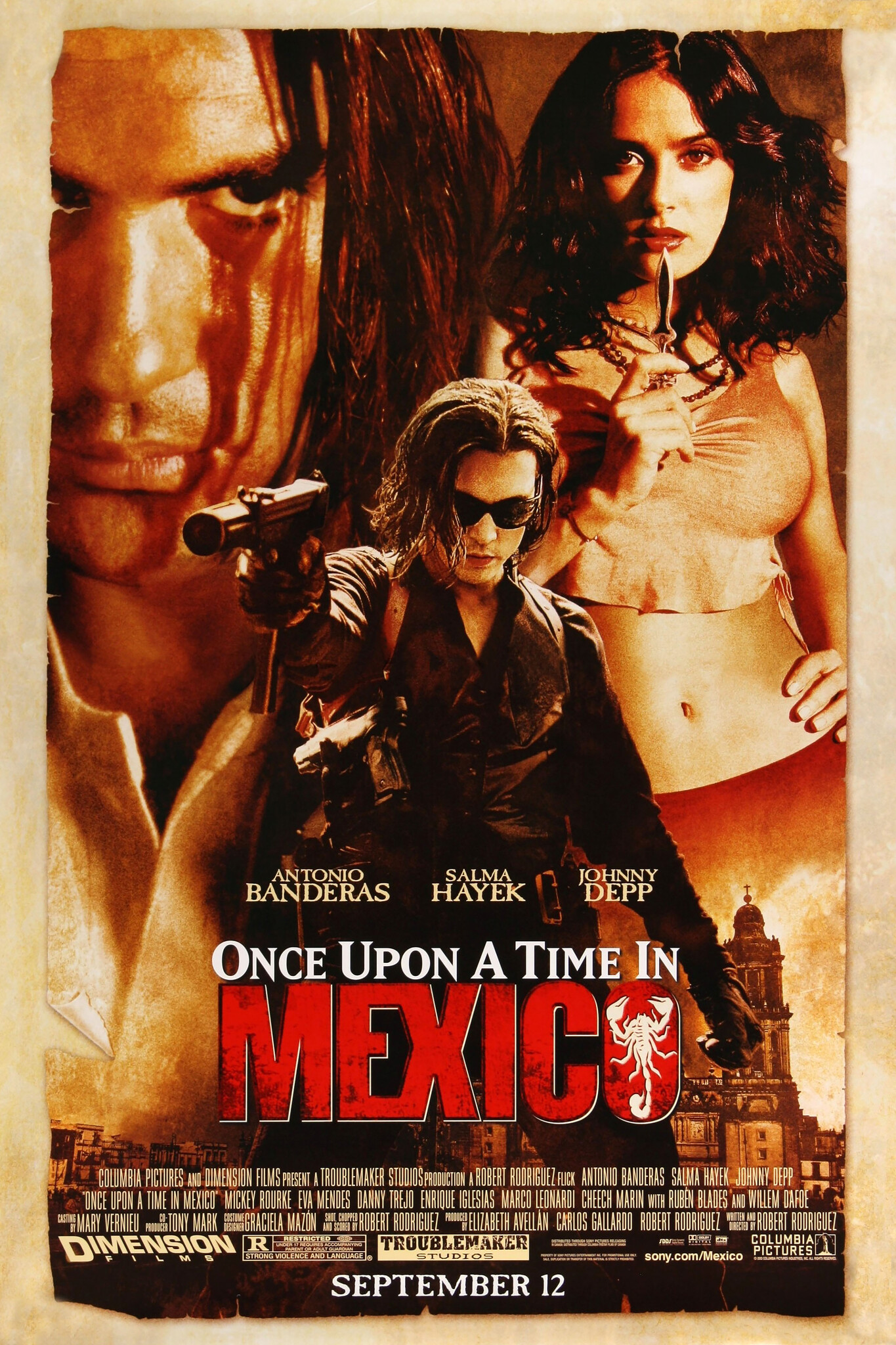 Poster -Once upon a time in Mexico, 2003, Originele Filmposter, Premium Print, Professioneel Fotopapier afbeelding