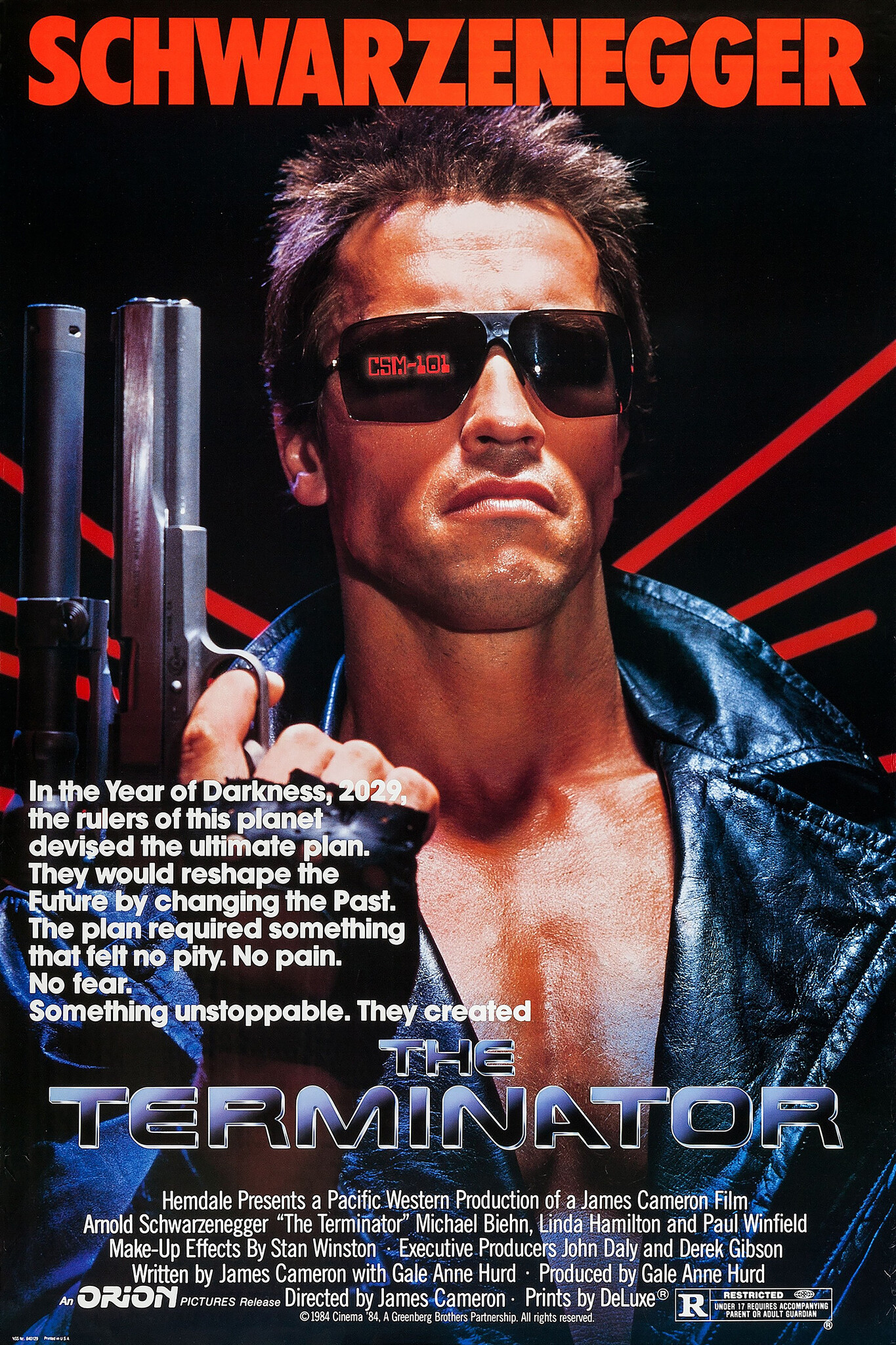 Poster - Terminator, 1984, Originele Filmposter, Premium Print, Professioneel Fotopapier afbeelding