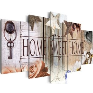 Schilderij- Home Sweet Home , 5 Luik, 100x50cm Schilderij- Home Sweet Home , 5 Luik, 100x50cm