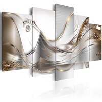 Schilderij - Gouden Vlucht, 5luik, print op echt Italiaans canvas, abstract schilderij, wit en goud, 2 maten, wanddecoratie - Copy Schilderij - Gouden Vlucht, 5luik, print op echt Italiaans canvas, abstract schilderij, wit en goud, 2 maten, wanddecoratie - Copy