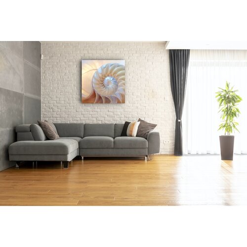 Karo-art Schilderij - Binnenkant schelp  , 3 Maten, Premium print   - 80x80cm