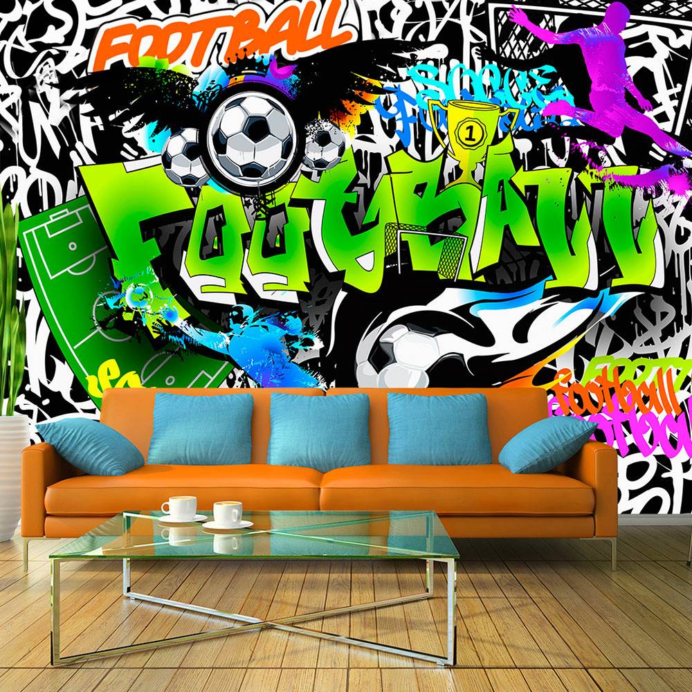 Fotobehang - Football Graffiti, voetbal - Copy afbeelding