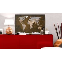 Afbeelding op kurk - Kaneelreizen, Wereldkaart, Bruin/Grijs, 1luik - 90x60cm