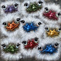 Schilderij -  Metaalschilderij - Gekleurde vogels ,100x100cm,  3D schilderij