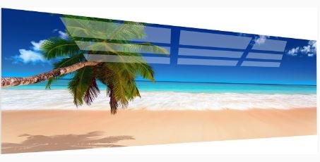 Karo-art Acrylglas Schilderij - Strand met Palmbomen - 90x60cm