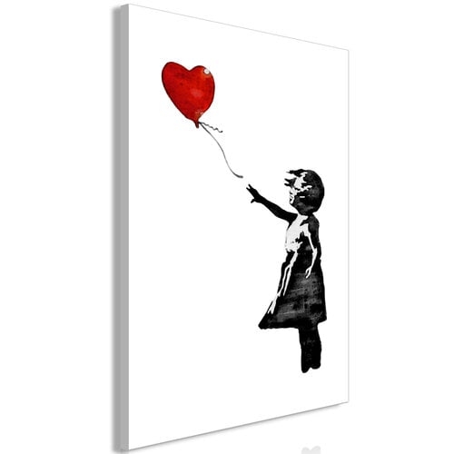 Schilderij - Banksy: Girl with Balloon (1 Part) Vertical - 60x90 cm
