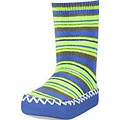 Playshoes soksloffen gestreept groen/blauw