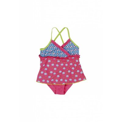 Playshoes badpak met rokje bloemen fuchsia