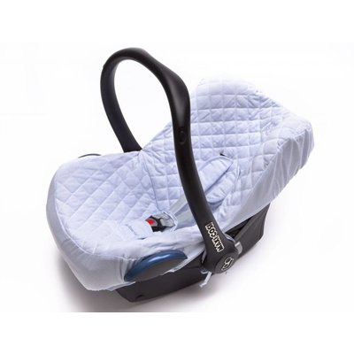 Baby Anne-Cy voetenzak met autostoelhoes jogging grijs blauw streep