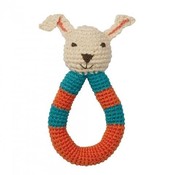 Peppa rammelaar bio katoen Rabbit Red Blue