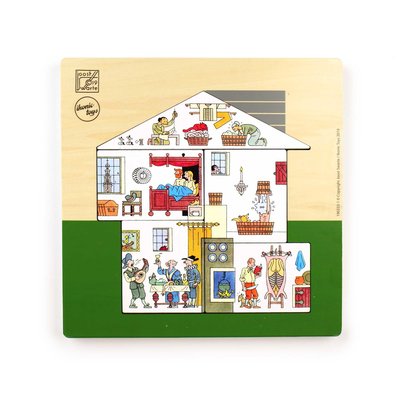 Ikonic Drie-laagse houten puzzel met geweldige illustraties van Joost Swarte. Twee lagen zijn dubbelzijdig, full colour bedrukt.