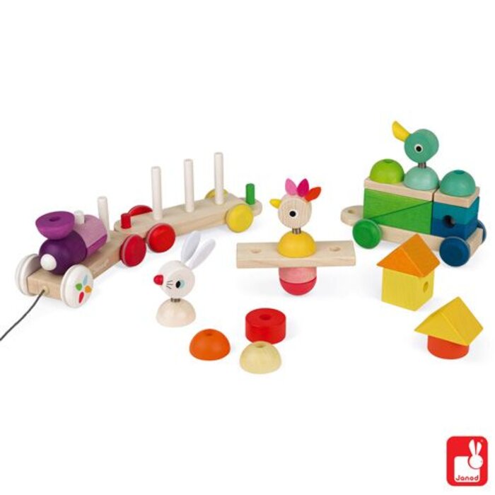 Janod Houten speelgoed -Zigolos - Grote houten Trein