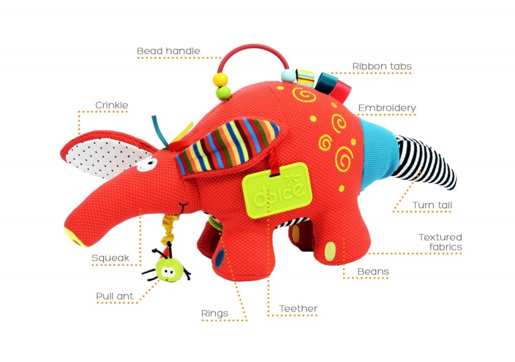 Dolce Toys Aardvarken Antoine - activiteitenknuffel