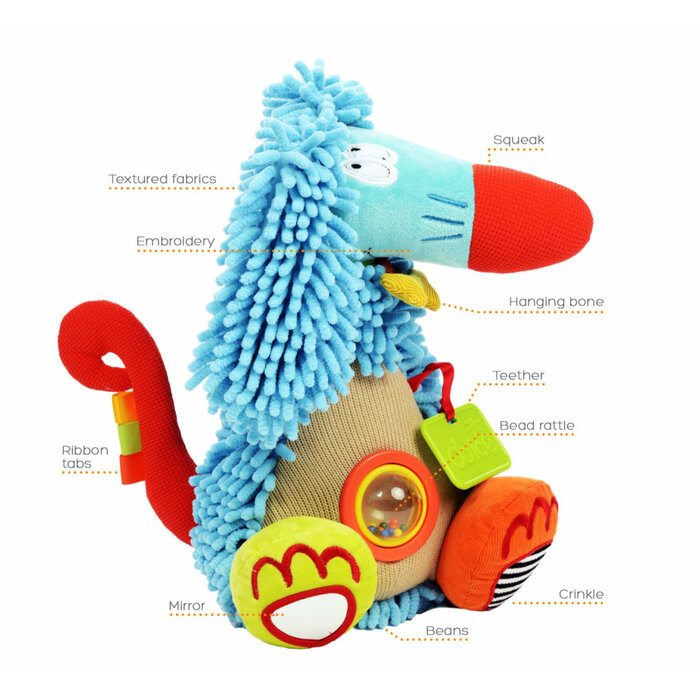 Dolce Toys Afgaanse Hond Alfonso - activiteitenknuffel