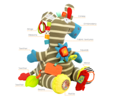 Dolce Toys Zebra Zeddy - activiteitenknuffel