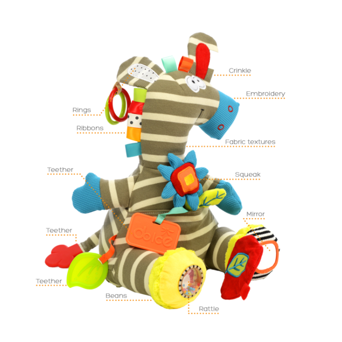 Dolce Toys Zebra Zeddy - activiteitenknuffel