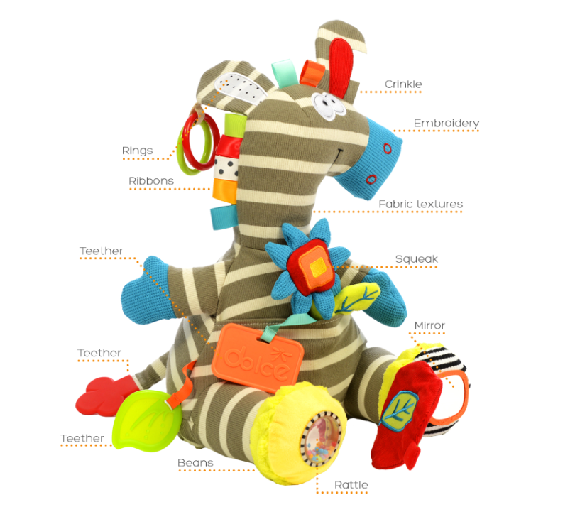 Dolce Toys Zebra Zeddy - activiteitenknuffel