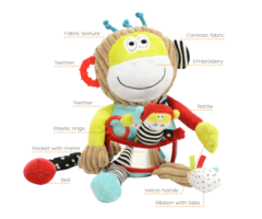 Dolce Toys Aap Charlie - activiteitenknuffel