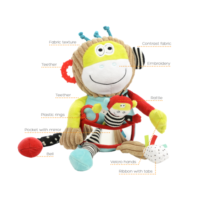 Dolce Toys Aap Charlie - activiteitenknuffel