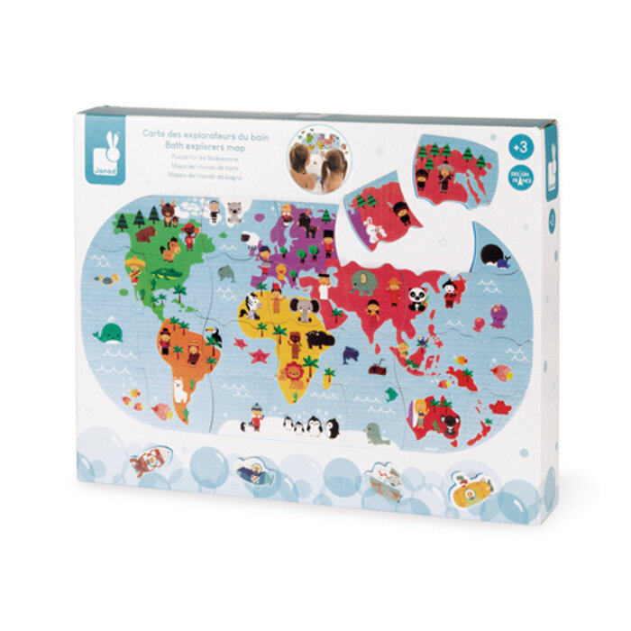 Janod Badpuzzel Wereldkaart - Badspeelgoed - 3-4 jaar