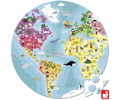 Janod Puzzel -  de wereld dubbelzijdig (208 stukjes)