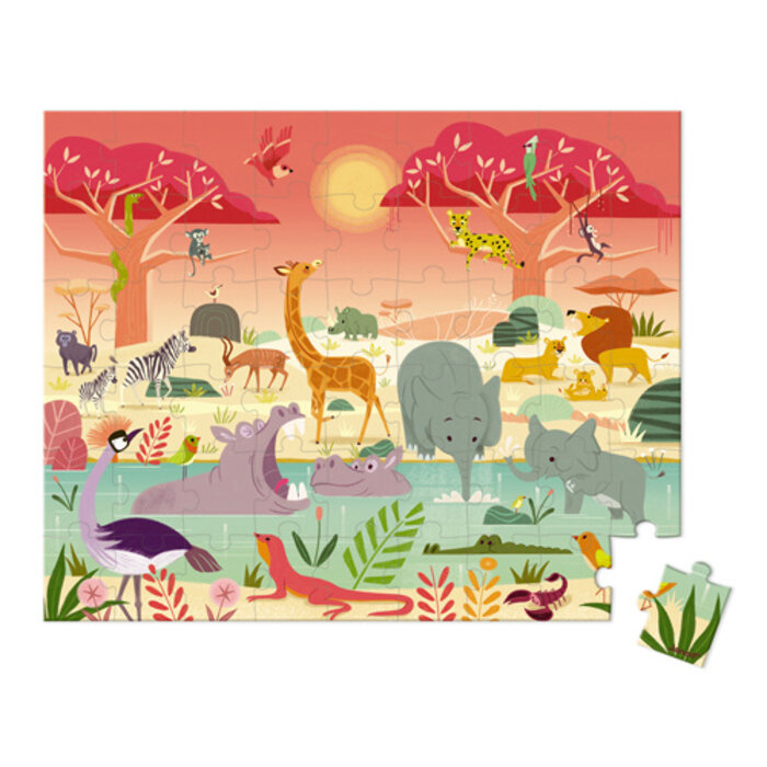 Janod Puzzelkoffer - Het Dierenreservaat (54 stukjes)