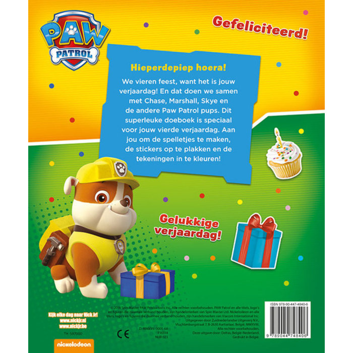 Deltas - Paw Patrol Verjaardagsboek - Paw Patrol Hoera, 4 jaar